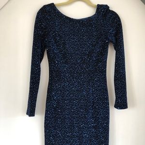 Hobbs London blue satin and sequins dress, size 2